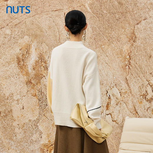 NUTS春季新款时尚气质百搭宽松半高领撞色针织套头衫女342052283 商品图4
