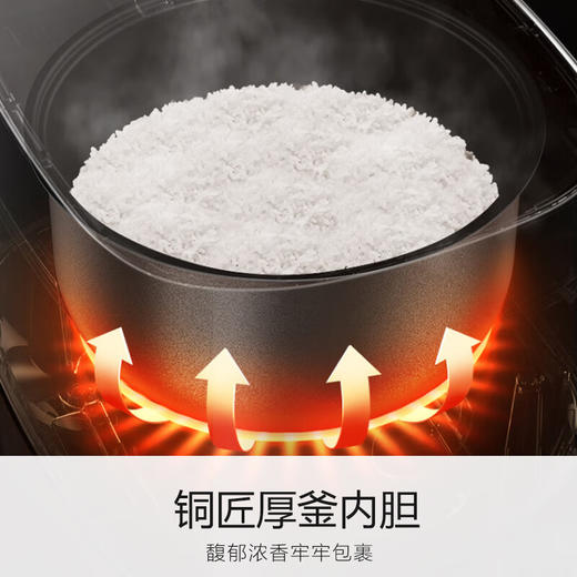 积分免费兑：九阳（Joyoung）5升大容量4~5人电饭煲电饭锅铜匠厚釜内胆大火快煮智能预约多功能5L饭煲F510 商品图3