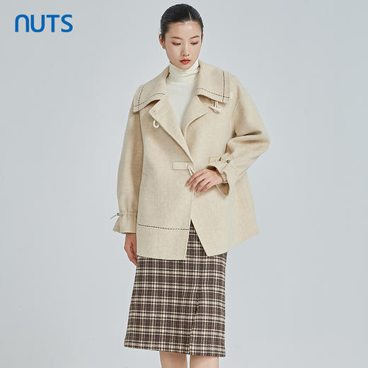NUTS冬款设计感气质时尚简约百搭双面毛呢大衣中外套女241155147 商品图0