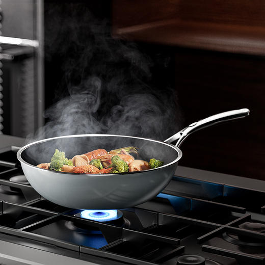 神田高端线珐琅釉 钛彩米系列0涂层不粘炒锅30cm/32cm，久烧不黑，质保30年 商品图11