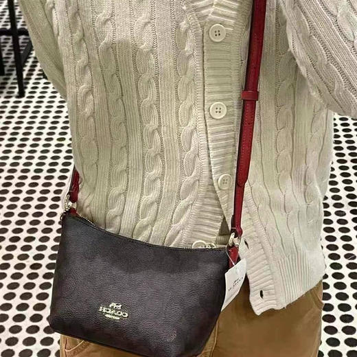 ❤️红色拼深棕色老花❤️限时折扣¥980Coach zip top小号饭盒包/迷你饺子包尺寸约15×13×8cm 商品图2