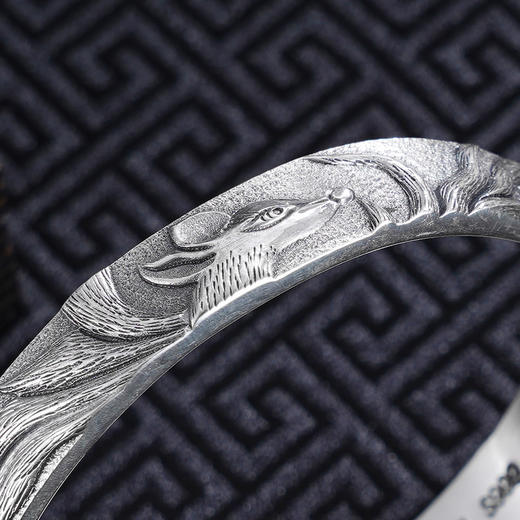 子佩集S999银【花狐灵韵】手工银手镯原创设计【55100037】纯银2412 商品图2