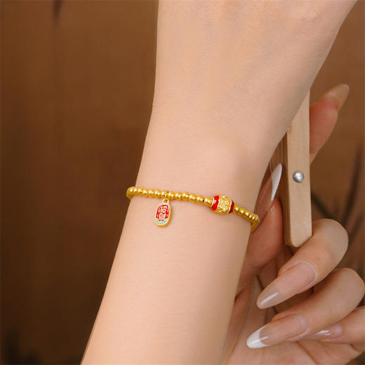 【新人专享5060元】黄金纳福金珠手串女款足金国潮风手链送长辈送女友礼物MEMORA诗普琳LBE02601（线上专供） 商品图4