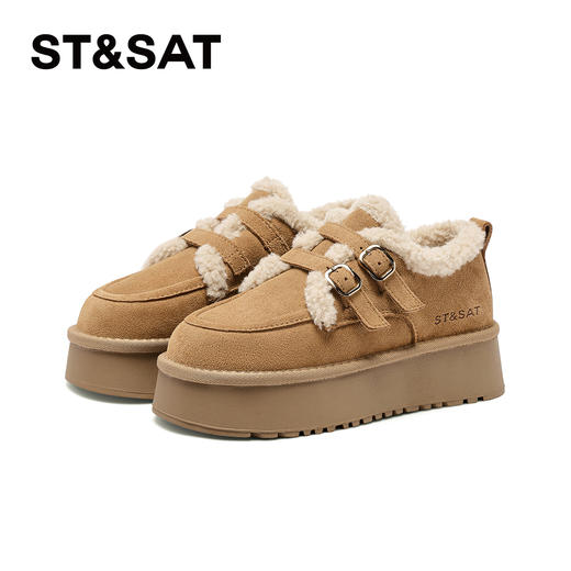 星期六复古双条带厚底增高保暖勃肯鞋SS341121RY 商品图7