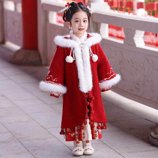 女童加绒裙儿童汉服连衣裙，中国风加厚复古拜年服PJX- DDG8827 商品图3
