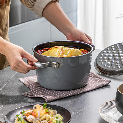 神田钛彩米微压炖锅22cm(赠硅胶铲) ，久烧不黑，质保30年！ 商品图6