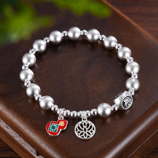 子佩集S999银【财满福】手串【SC001126】纯银手链红色葫芦莲花暴富2412 商品图1