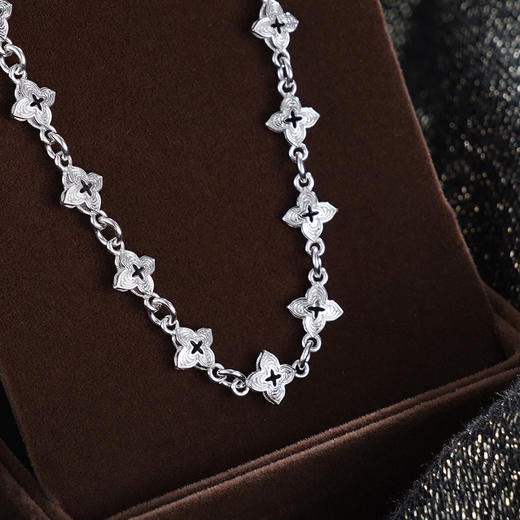 子佩集S925银【繁花淑落】套链【FYL-0105】纯银时尚项链四叶草2412 商品图1