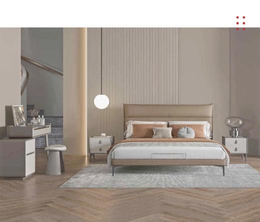 风信皮床/90-B1015-床头柜/PT3023G 商品图1