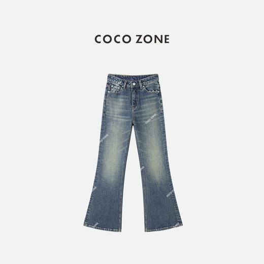 COCO ZONE 复古微喇牛仔裤气质显瘦直筒裤CC2C1571 商品图0