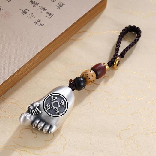 子佩集S999银【心满意足】钥匙扣【YSY004】纯银仿古知足可转动小摆件2412 商品图1