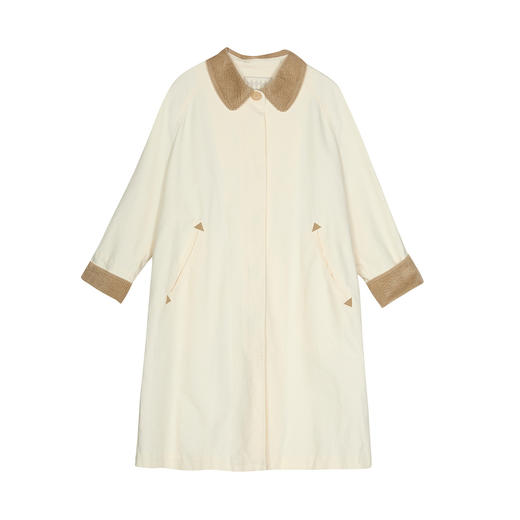 谜底翻领大廓形风衣女2025春新品通勤风宽松拼接长外套251ME0026 商品图4