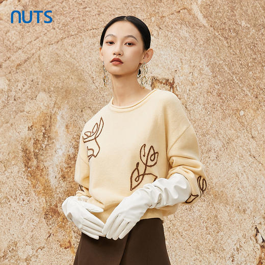 NUTS春季新款气质百搭通勤设计感薄款短款毛衣上衣打底女342052028 商品图2