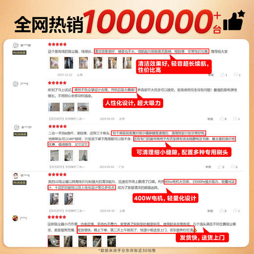 积分免费兑：美的（Midea）吸尘器家用U2 有线手持推杆地毯两用 大吸力吸尘器 大功率轻便清洁机 商品图2