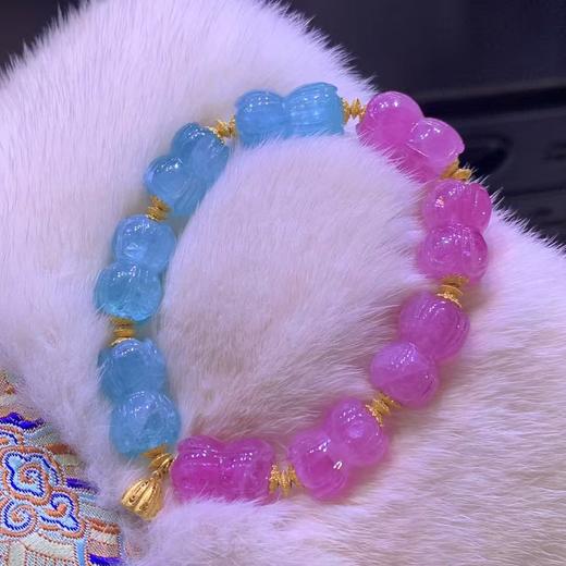 12mm-15mm单圈粉蓝莲花珠碧玺手链 商品图3