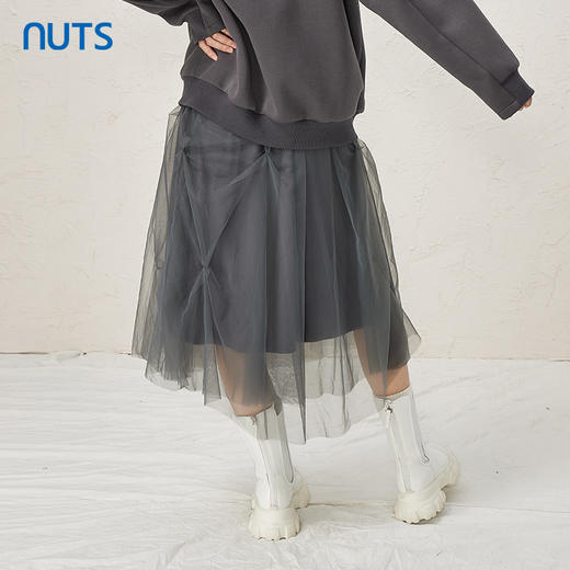 NUTS灰色设计感小众百搭气质显瘦中长款半身裙女343061121 商品图4