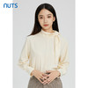 NUTS秋冬款简约设计感围巾领百搭宽松长袖套头衬衫女241013037B 商品缩略图1