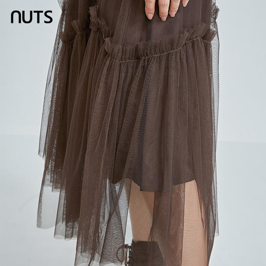 NUTS秋冬季复古气质设计感时尚网纱宽松长款半身裙女241063203B 商品图2