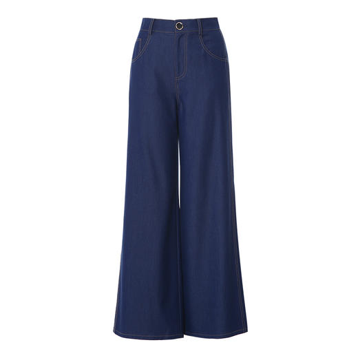 EITIE爱特爱垂坠柔软直筒显瘦高腰通勤百搭牛仔阔腿裤2025春新款A2505509 商品图5