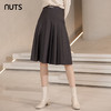 NUTS秋冬款高腰设计感气质A字遮肉显瘦百褶中长裙女241063060B 商品缩略图3
