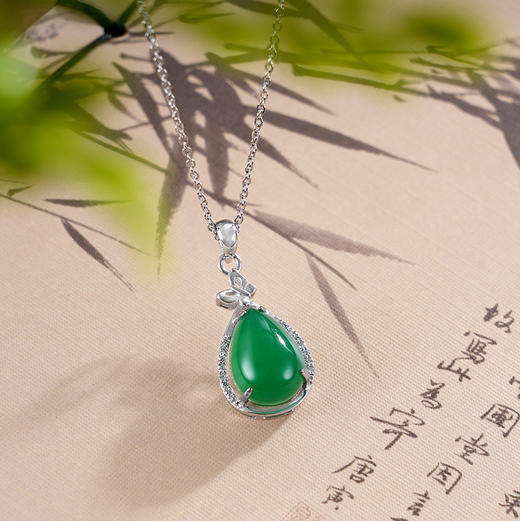 子佩集S925银【蝶恋涟漪】套链【TL013685】纯银水滴绿玉髓项链2412 商品图1