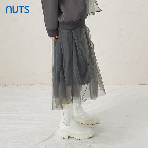 NUTS灰色设计感小众百搭气质显瘦中长款半身裙女343061121 商品图3