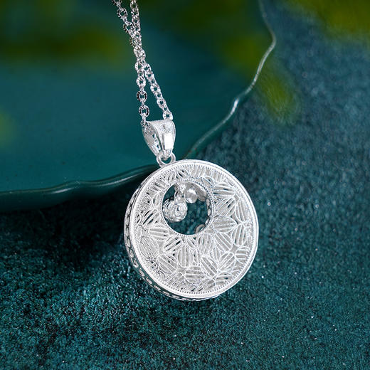 子佩集S990银【娇花静蝶】套链【MXTL024】纯银花丝珐琅彩项链2412 商品图2