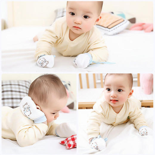 婴儿手套防抓新生儿脚套0-12月纯棉防抓脸神器薄款（颜色随机发） 商品图2