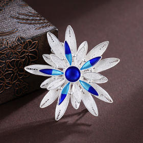 子佩集S990银【惜琼花】胸针【MXXZ008】纯银花丝珐琅彩2412