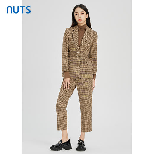 NUTS秋冬款气质百搭OL休闲收腰高级感格子西装外套女241048202B 商品图2