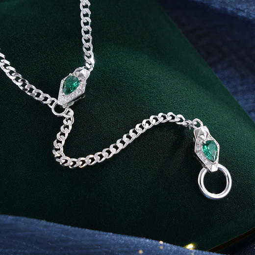 子佩集S925银【绿眼灵蛇】套链【FYL-1132】纯银时尚项链2412 商品图2