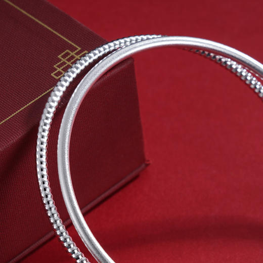 子佩集S999银【双环暴富】手镯【SZ007352】纯银方块两个圈2412 商品图2