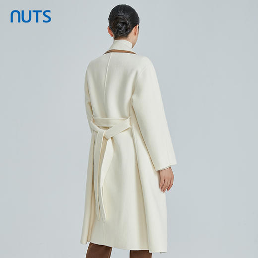 NUTS冬白色百搭设计感娃娃领减龄双面毛呢大衣长外套女241156412 商品图4