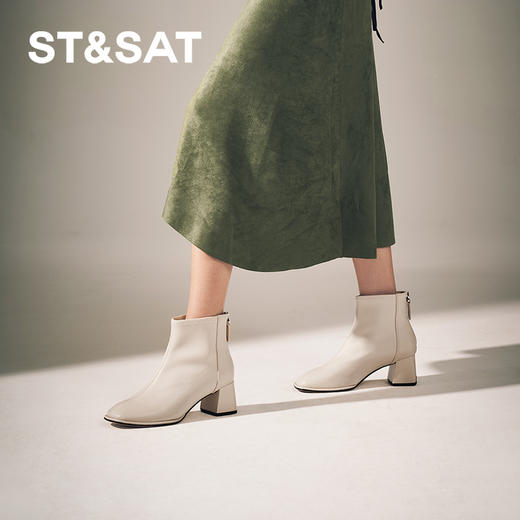 【绒里可选】星期六法式方头简约粗跟短靴SSC4116360/SSC4118360 商品图6