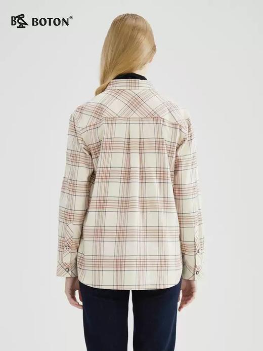 【防静电】波顿女士春秋长袖宽松粉白色格子衬衫LS975123 商品图4