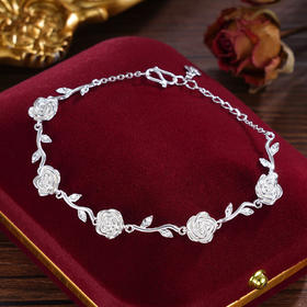 子佩集S990银【遇见繁华】手链【MXSL008】玫瑰花纯银花丝2412