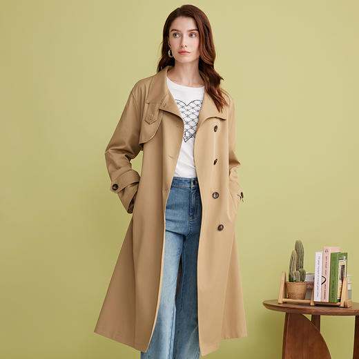 EITIE爱特爱挺阔无性别风气质长款经典卡其色风衣外套2025春新款A2504501 商品图3