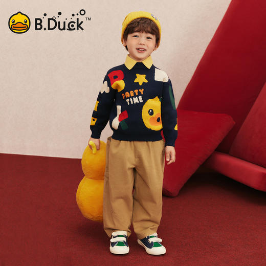 bduck小黄鸭童装冬季男女童毛衣针织衫拜年服90-130 BF5512057 商品图2