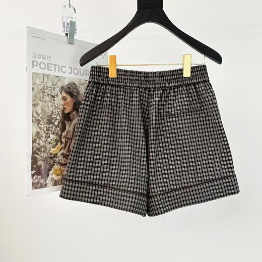 顺丰包邮34746洛诗琳新款四季可搭复古莱赛尔高腰阔腿显瘦格纹短裤女853 商品图9