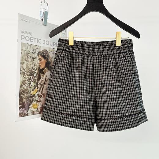 顺丰包邮34746洛诗琳新款四季可搭复古莱赛尔高腰阔腿显瘦格纹短裤女853 商品图8