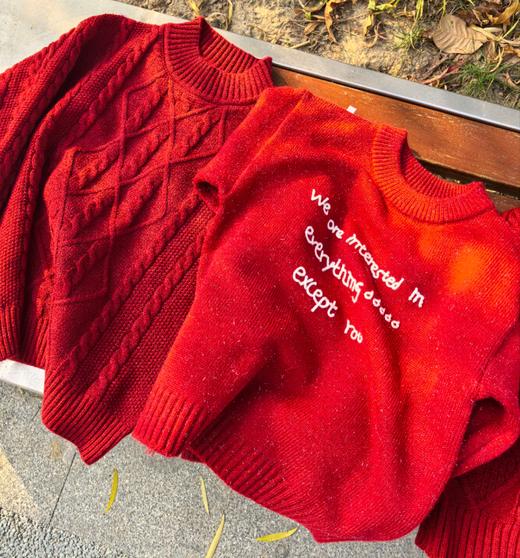 🐍年力荐新年红❗️新年鸿运当头🧨【新年鸿运当头 】小懒熊◾年味儿红毛衣🧡实物颜色是很正很正的红色🧨🧨新年入手的好物 商品图4
