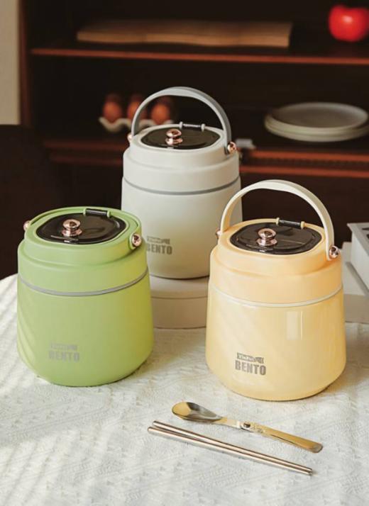 💥送304折叠筷勺🔥 69.9元抢【易铂YISPOT 多巴胺配色家用提锅】✨✨高真空内胆 层层密封长效保温🥰 早上的饭菜，😍中午打开还是热乎乎的!  商品图1