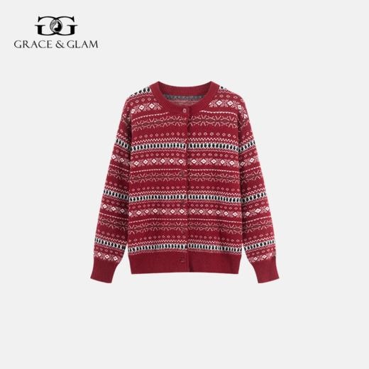 【5天左右发货】Grace&Glam 复古费尔岛花纹混纺毛衣开衫 商品图0