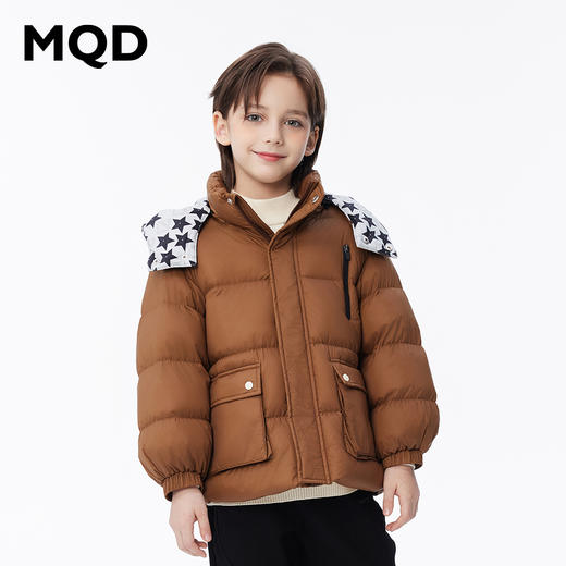 【秒1】【MQD】男童柔软舒适冬季满版拼接撞色连帽羽绒服 商品图6
