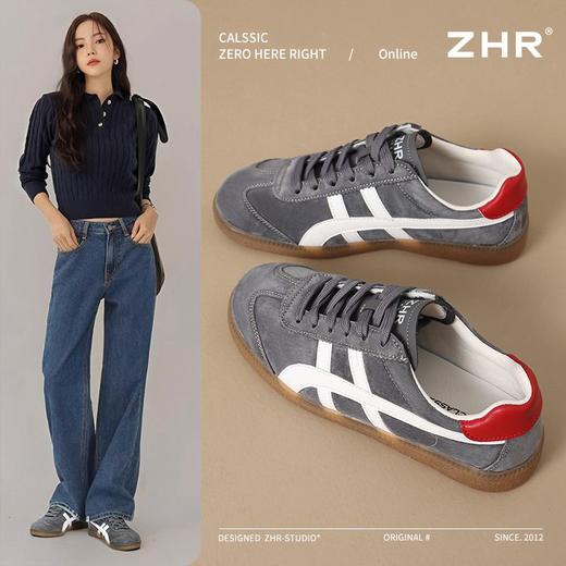 ZHR则则真皮德训鞋女2024新款复古百搭休闲运动鞋女超软平底女鞋 商品图1