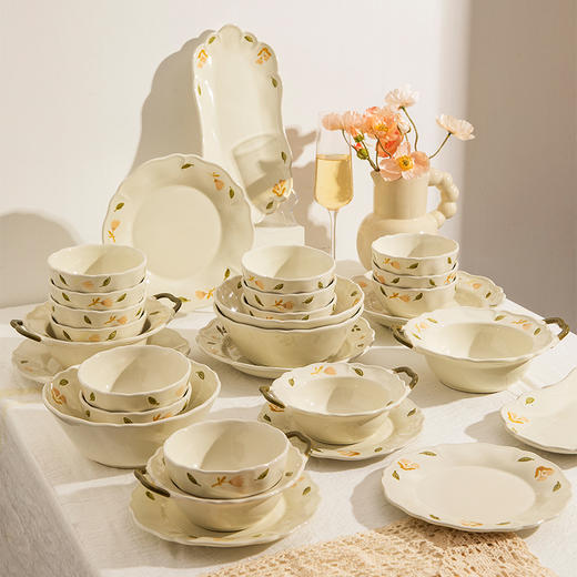 摩登主妇 桔梗特别好看的饭碗家用2024新款盘子碗具小碗釉下彩餐具 商品图4