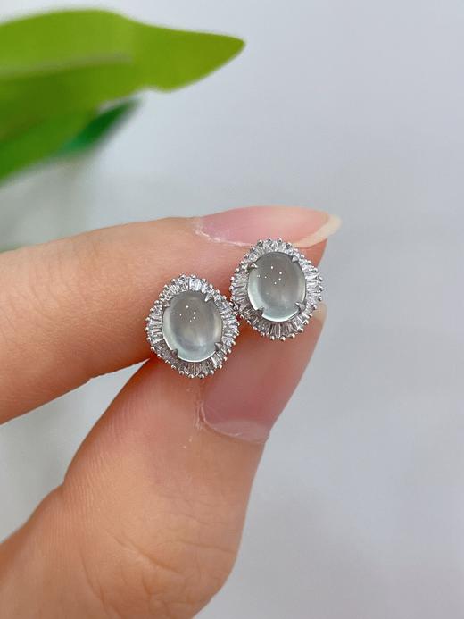 蛋面翡翠耳钉 商品图3