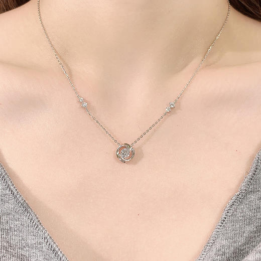 卡蒂罗/KADER 许愿四叶草项链 莫比乌斯环幸运四叶草跳动的心吊坠 轻奢小众设计感锁骨链简约时尚 925银 商品图4