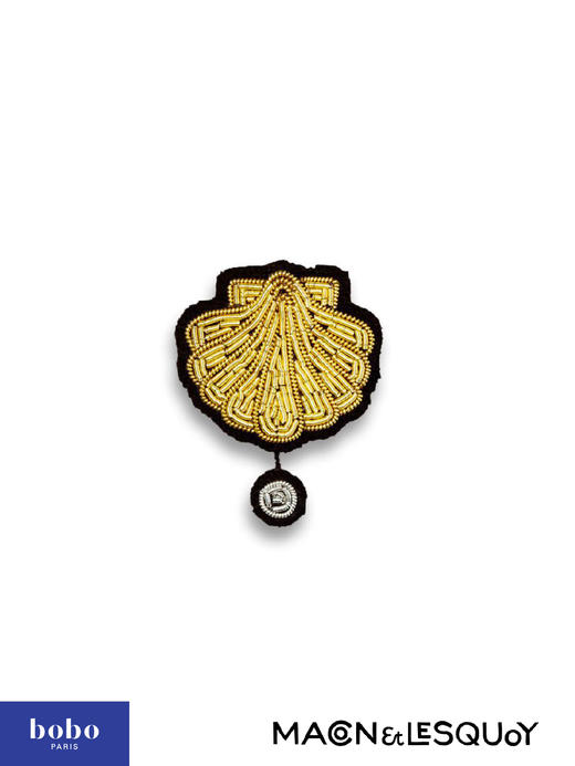 Macon&Lesquoy 原创设计 扇贝珍珠 海洋系列 M&L刺绣手工饰品胸针 商品图0