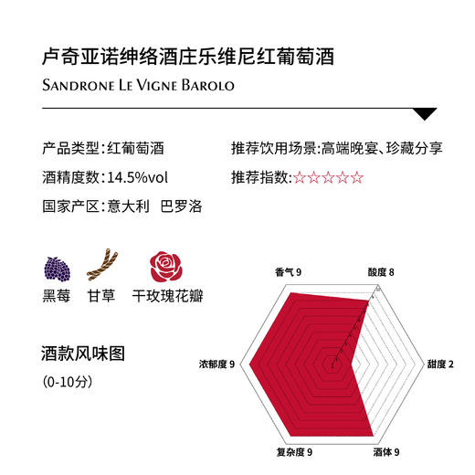 卢奇亚诺绅络酒庄乐维尼红葡萄酒 Sandrone Le Vigne Barolo 商品图1